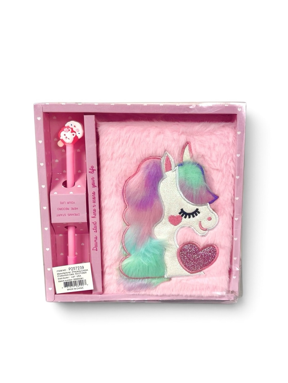 Unicorn Fur Journal Gift Set - Pink